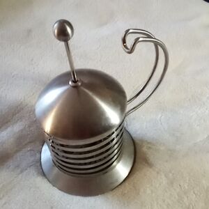 Elegant Silver French Press Coffee Maker